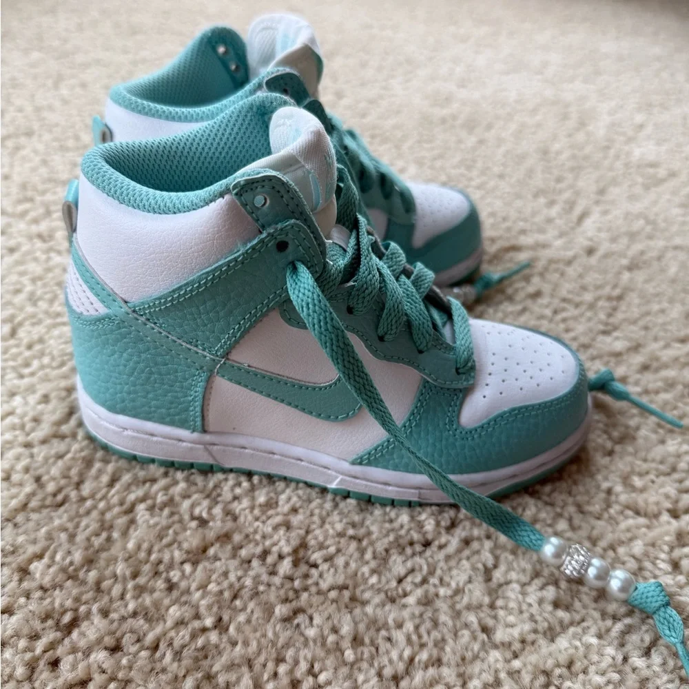 Nike Kids High-Top Sneakers Teal and White